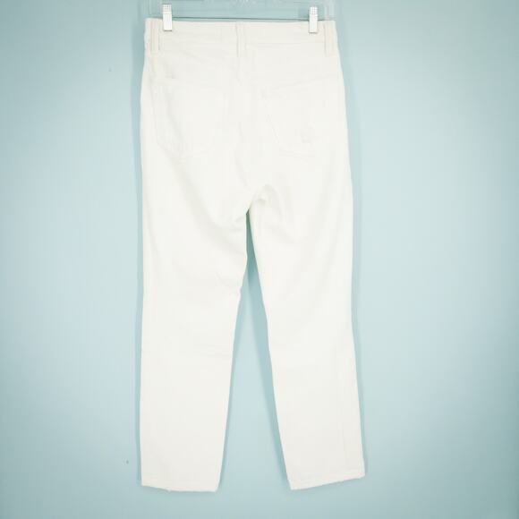 Alexander Wang Size 27 Cult White Ripped Distressed Button Zip Straight Leg 100% - Picture 3 of 6